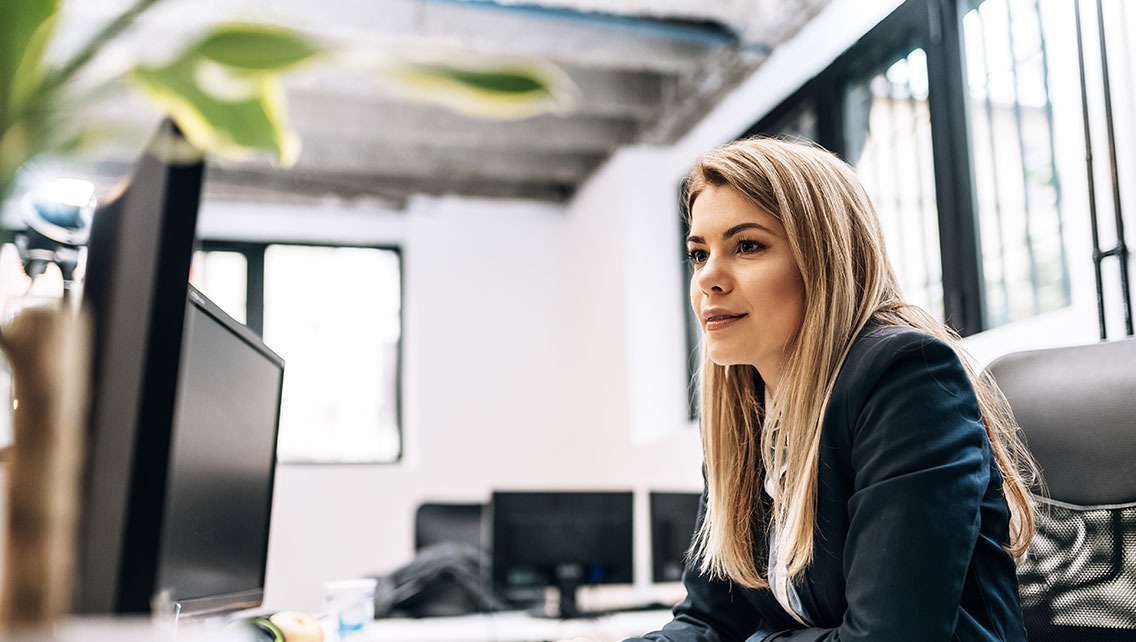 Woman using her line of business credit