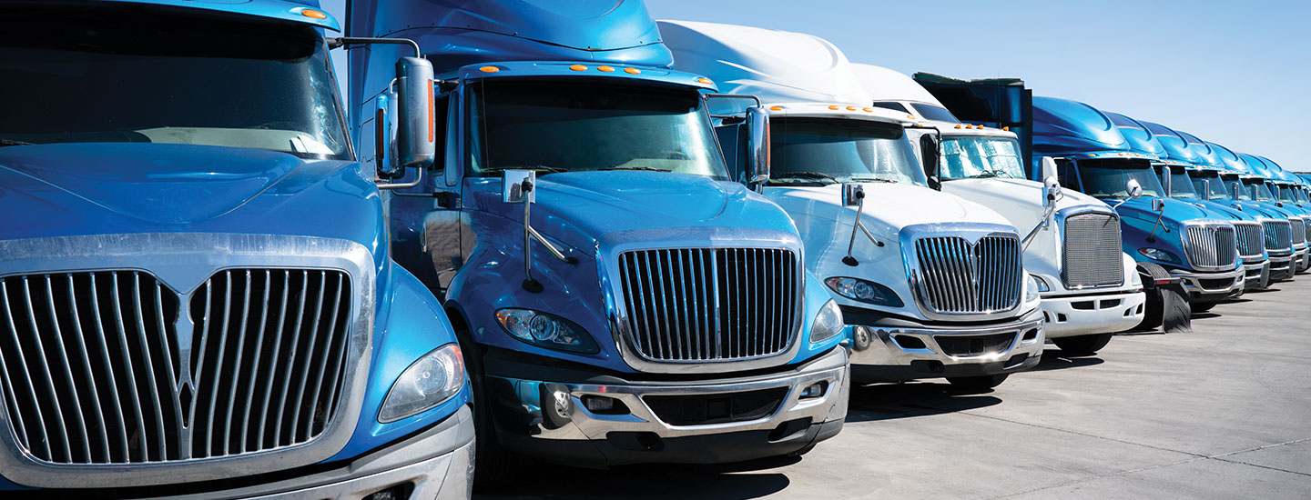 Line of new trucks purchased with floor plan lending
