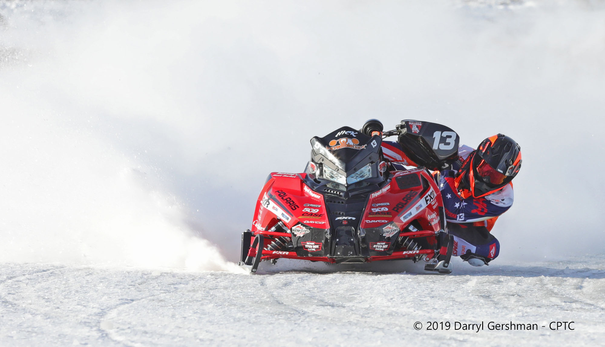snowmobile racer taking a corner