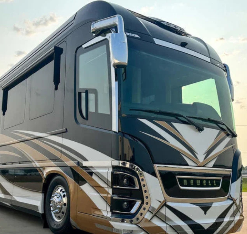 Luxury motorcoach associated with recreational vehicle financing